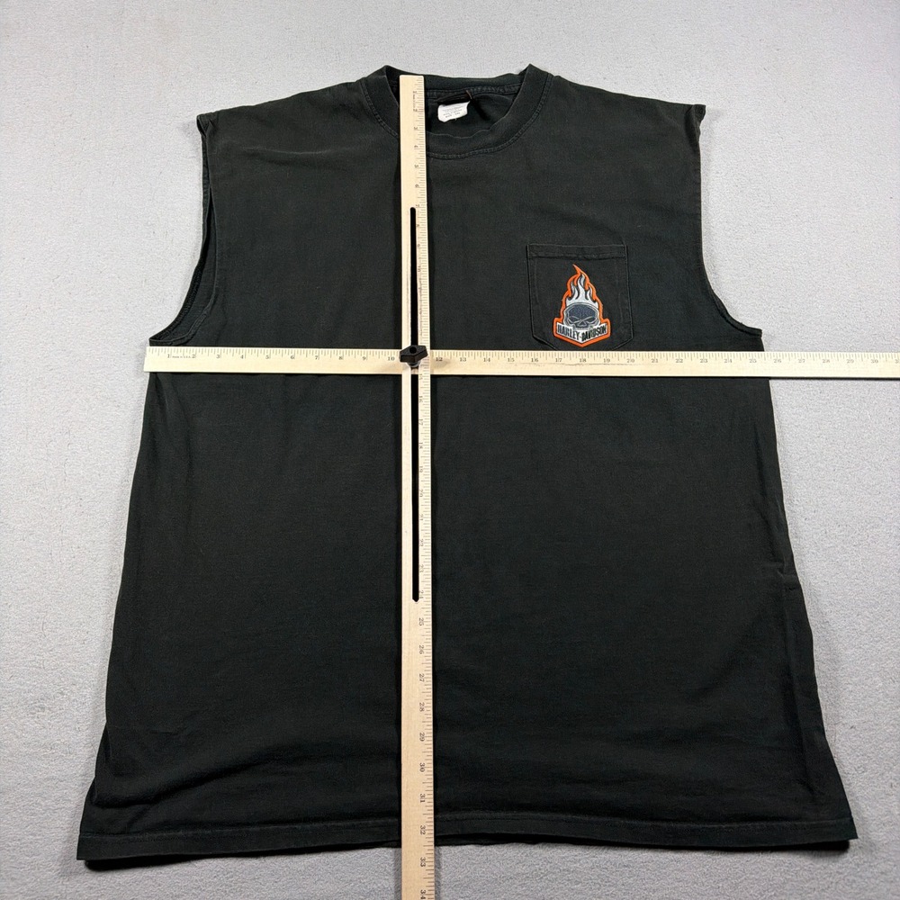 Harley Davidson Sleeveless Muscle Shirt Men 2XL Relaxed Black Biker Streetwear - Picture 4 of 9